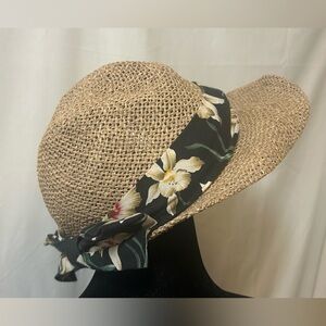 Vintage Panama Jack Floral Band Straw Hat